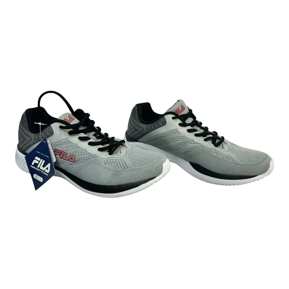 Fila Men's 9.5 Memory Foam Gray Red White Shoes